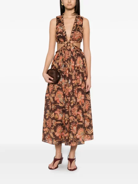 Rochie Zimmermann cu model floral cu imagine maro