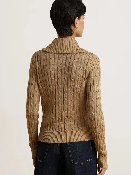 Lauren Ralph Lauren pulover z bombažem rjava