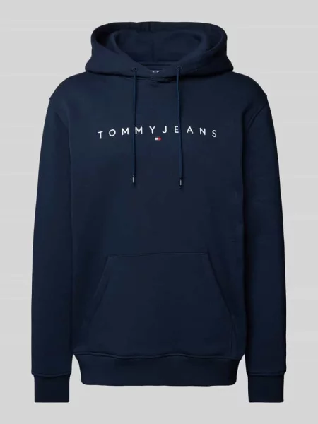 Bluza z kapturem z wyhaftowanym logo Tommy Jeans granatowa