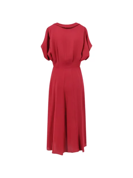 Rochie midi Alberta Ferretti cu decolteu în V cu volane roșu