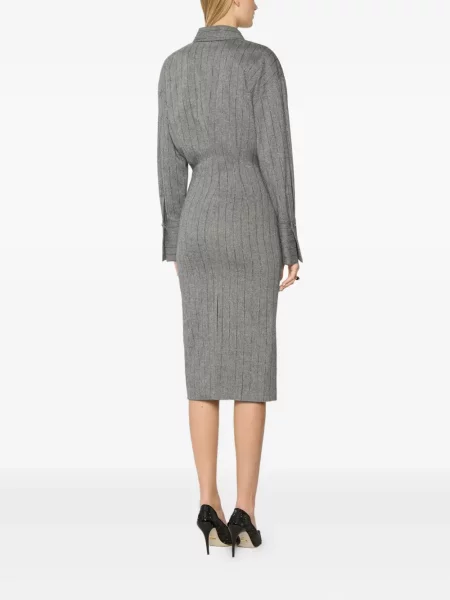 Rochie midi Genny cu dungi până la genunchi de costum gri