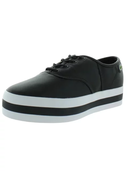 Sneakersy Lacoste skórzane na platformie czarne