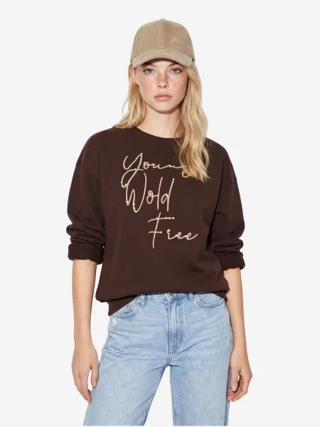 Bianco Lucci Mikina Sweatshirts tmavě hnědá