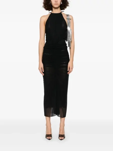 Rochie maxi Mugler cu volane negru