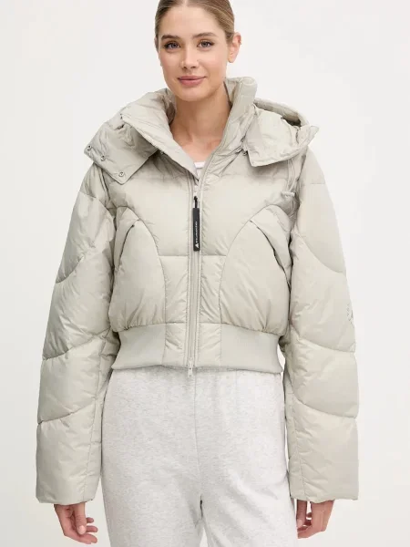 Kurtka Puchowa Adidas By Stella Mccartney Cropped Puffer szara