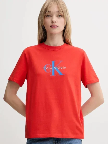 Тениска Calvin Klein Jeans дамска червено