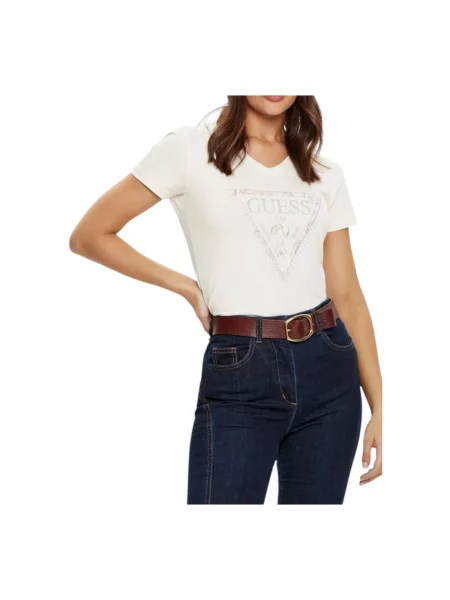 T-shirt z nadrukiem z logo model ‘PYTHON’ Guess biała
