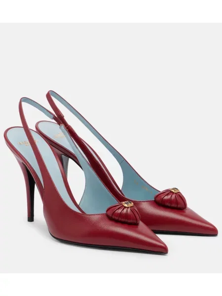 Pantofi cu toc Valentino Garavani din piele slingback roșu