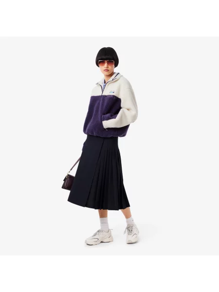 Lacoste Bluza Polarowa O Luźnym Kroju Z Wysokim Kołnierzem czerwona