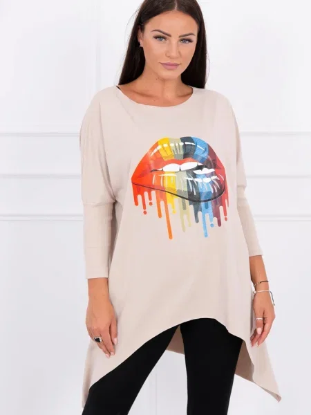 Bluză Kesi cu imagine bej