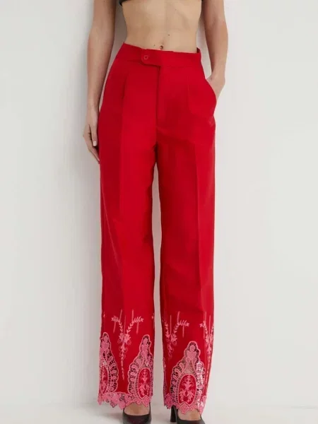 Kalhoty Never Fully Dressed jednoduché high waist červená