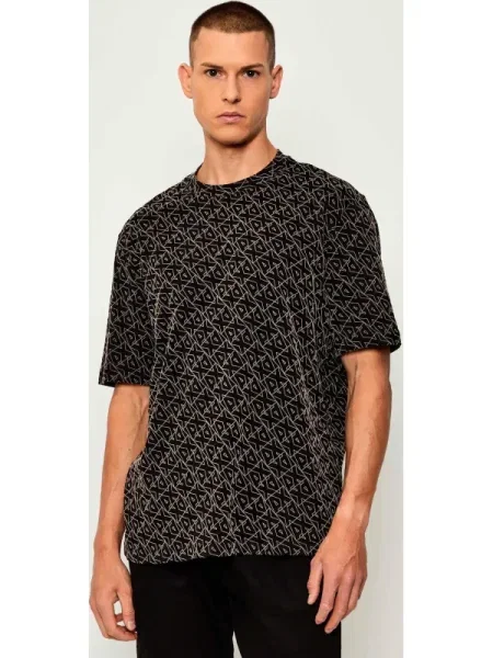 Armani Exchange tricou din cu imprimeu negru