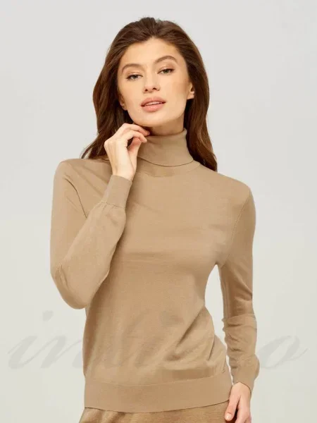 Женский гольф с шелка и шерсти мериноса бежева