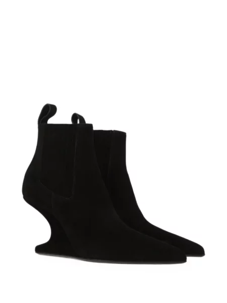 Botine Rick Owens din piele de căprioară cu pană negru