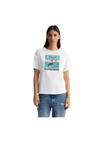 Liu Jo Koszulki Kobieta XS T-shirt z Graficznym Nadrukiem z Bawełny biały
