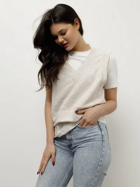 HARVEST Emily Жилет Бавовна/еластан бежевий