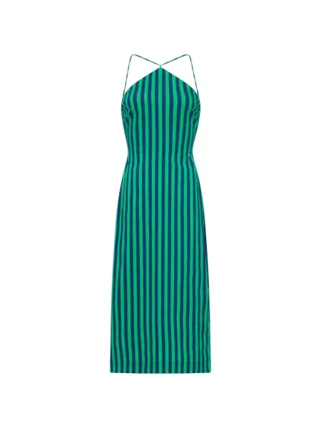 Sukienka maxi Simon Miller w paski wiązana garniturowa zielona
