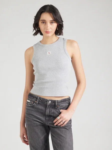 Calvin Klein Jeans Top gri / roșu alb