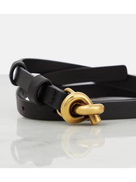 Kožený opasok Bottega Veneta čierna