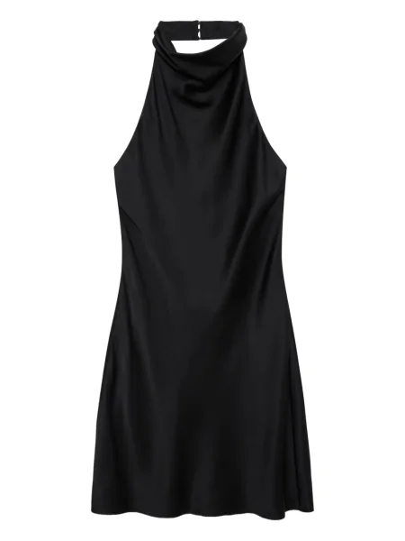 Rochie mini Anine Bing de mătase cu gât halter de costum negru