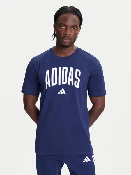 Тениска adidas Collegiate с принт синьо