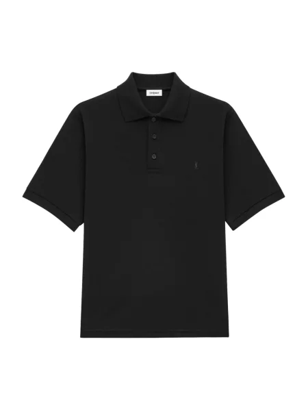 Koszulka polo Saint Laurent wełniana czarna