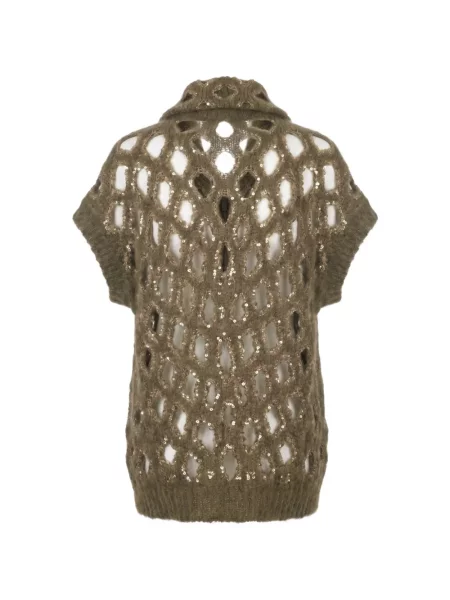 Pulover Brunello Cucinelli cu paiete tricotate verde