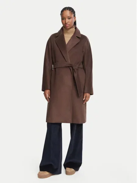 Vlněný kabát Weekend Max Mara hnědý