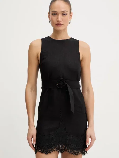 Twinset sukienka lniana czarna