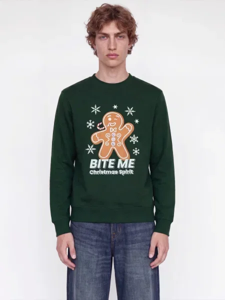 JACK & JONES Mikina JJXMAS FUN světle hnědá / světle šedá / tmavě zelená bílá