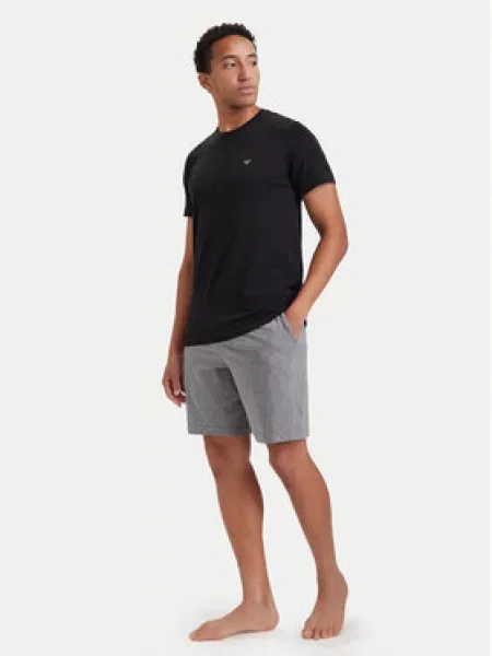 Emporio Armani Kratka pidžama siva melange crna
