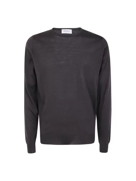 Sweter John Smedley z okrągłym dekoltem brązowy