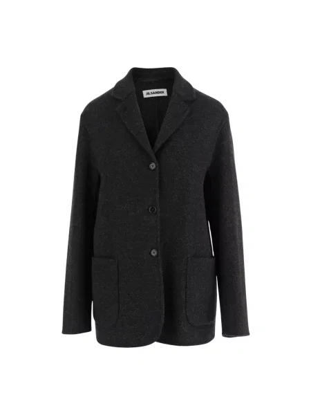 Marynarka Jil Sander wełniana w jodełkę szara