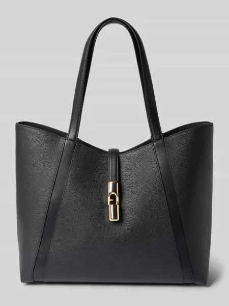 Torebka z prawdziwej skóry z detal z logo model Goccia' Furla czarna