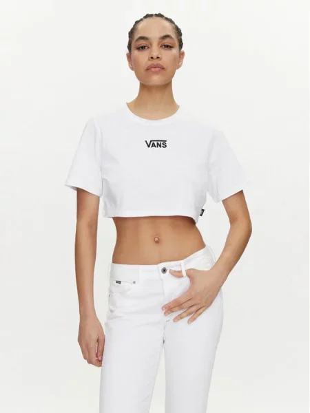 Vans Majica Flying V Crew Crop Ii Regular Fit bela