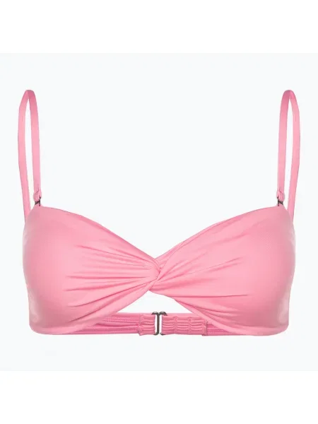 Горна част на бански костюм Billabong Sol Searcher Drapped Bandeau pink daze розово