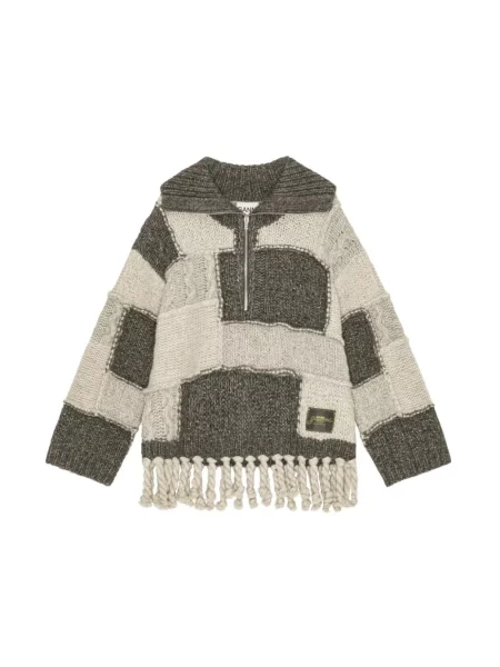 Sweter Ganni z naszywkami szary