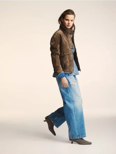 Reserved Jeansy barrel leg niebieski