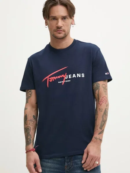 Къс тениска Tommy Hilfiger синьо