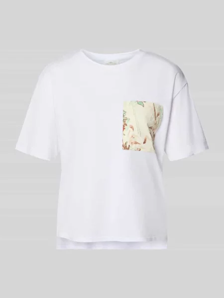 T-shirt z okrągłym dekoltem i brustaszą Fynch-hatton biała