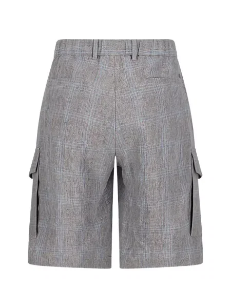 Pantaloni scurți cargo Herno în carouri gri