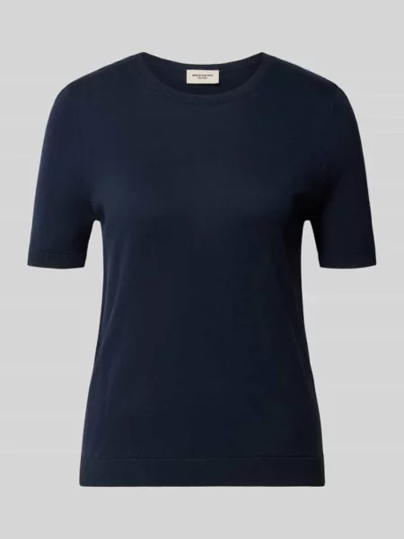 Koszulka dzianinowa o kroju regular fit z mieszanki jedwabiu i bawełny model WKDAGRO' Weekend Max Mara granatowa