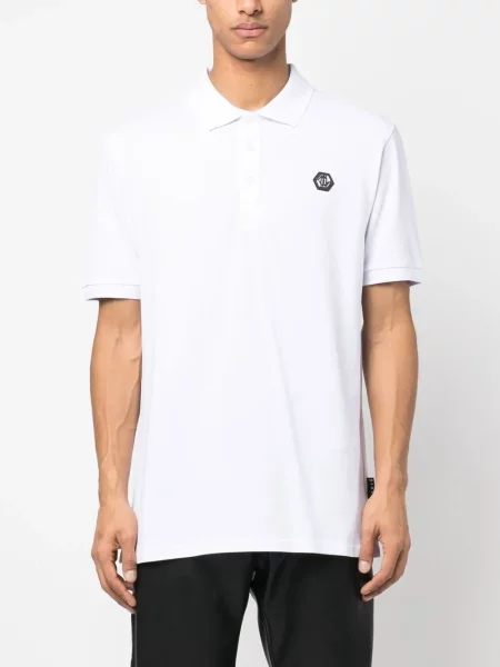 Tricou polo Philipp Plein cu imagine alb