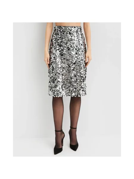 Spódnica midi Dolce And Gabbana z cekinami szara