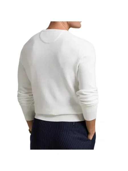 Sweter z fakturowanym wzorem i wyhaftowanym logo Polo Ralph Lauren biały