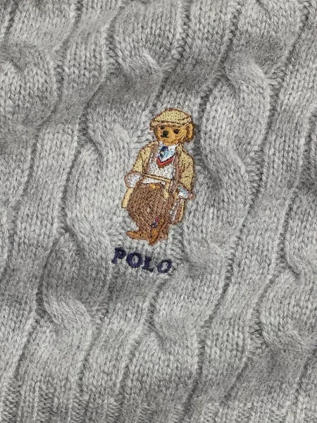 Шерстяной шарф Polo Ralph Lauren с аппликацией серый