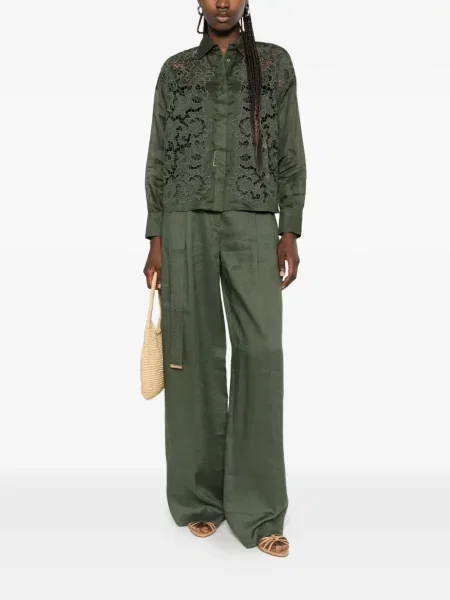 Cu centură pantaloni Max Mara verde