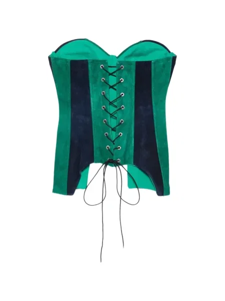 Топ Mitiliane Couture с връзки с дантела зелено