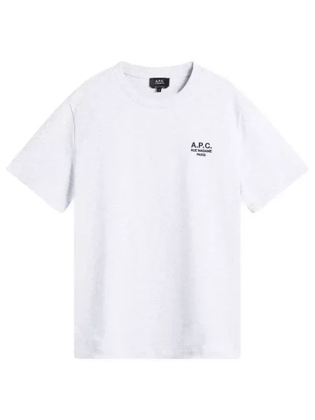 Koszulka A.p.c. z logo z dekoltem w kształcie litery U szara