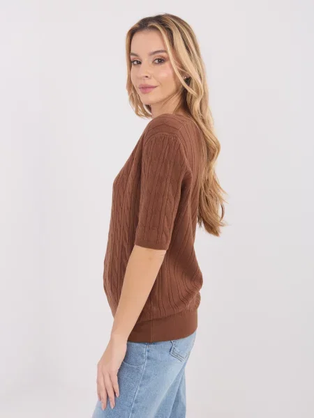 Pulover Factory Price cu decolteu în V maro